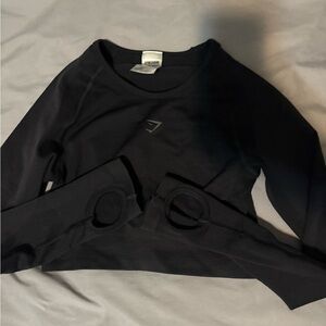 Gymshark Black Long Sleeve Crop Top, BRAND NEW NEVER WORN